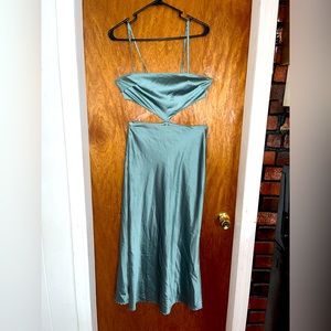 Shiny blue maxi elegant dress